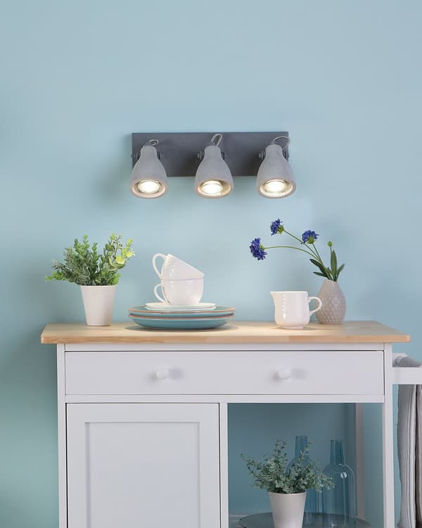 Vegglampe Grå Betong 3 lys Moderne Industrielt design