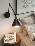 Miniatyrbilde 4 av 10: Sett med 2 vegglamper Svart Metall Justerbar arm Industrielt design