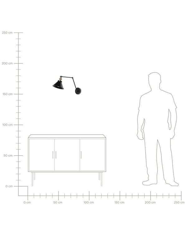 Sett med 2 vegglamper Svart Metall Justerbar arm Industrielt design