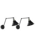 Miniatyrbilde 1 av 10: Sett med 2 vegglamper Svart Metall Justerbar arm Industrielt design