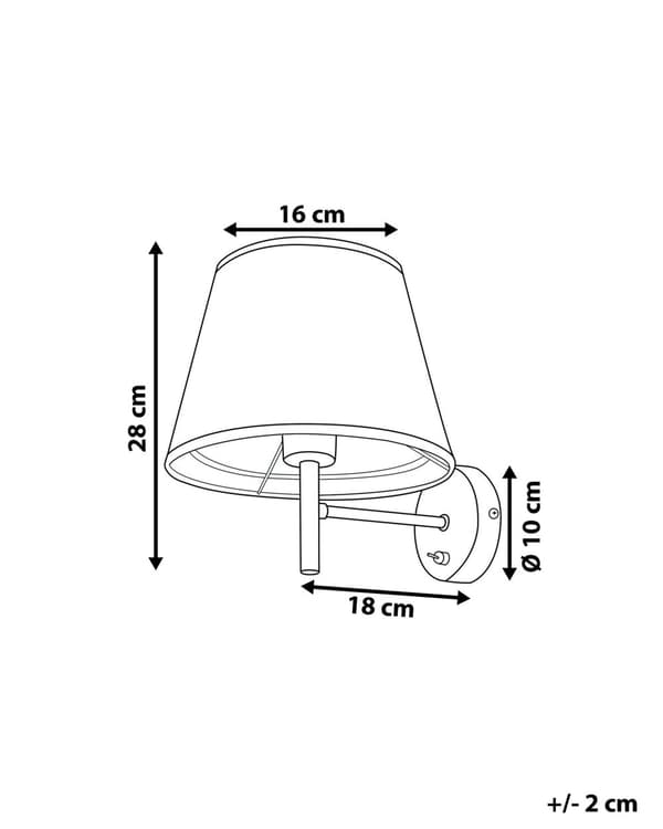 Vegglampe Grå Svart Metall Stoff 28 cm Klokkeskjerm Moderne