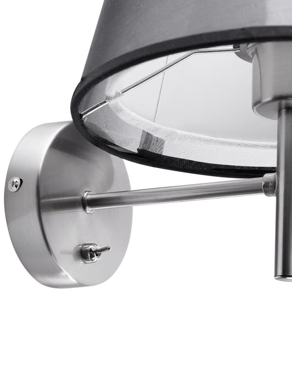 Vegglampe Grå Svart Metall Stoff 28 cm Klokkeskjerm Moderne