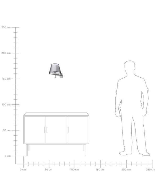 Vegglampe Grå Svart Metall Stoff 28 cm Klokkeskjerm Moderne