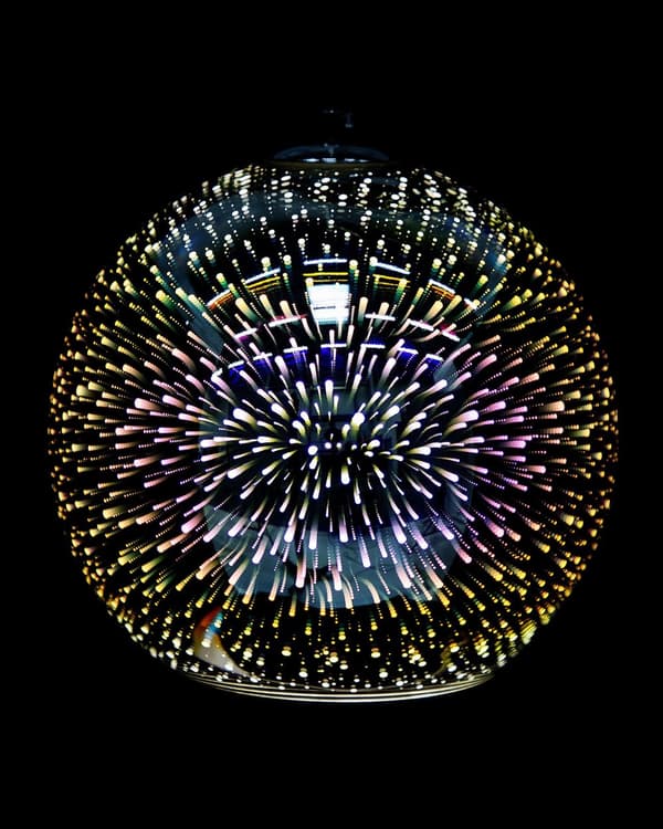 Takpendellampe i kobberglass Reflekterende kuleformet lampeskjerm Infinity lyseffekt Starburst Industriell