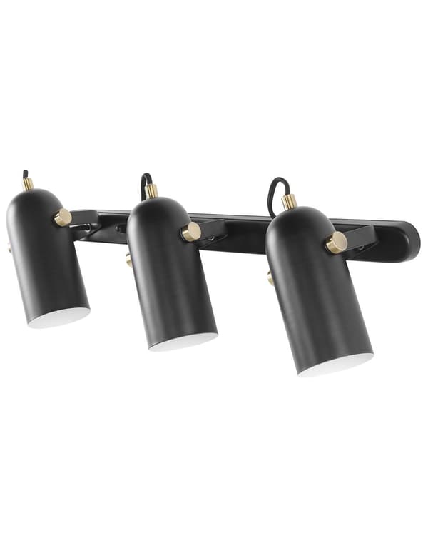 Vegglampe Svart Metall 3 lys Spotlight med skjerm Justerbar Industriell Hjemmekontor