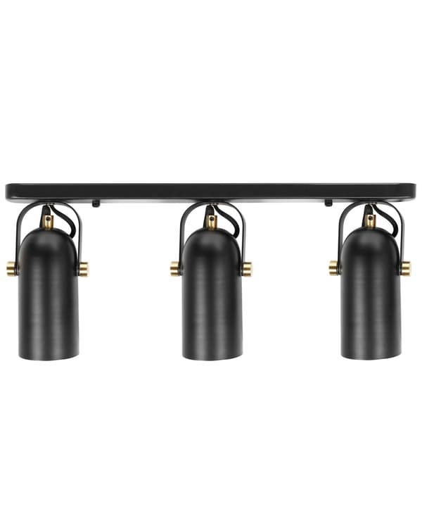 Vegglampe Svart Metall 3 lys Spotlight med skjerm Justerbar Industriell Hjemmekontor