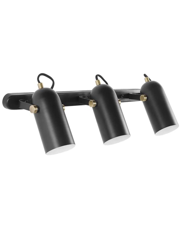 Vegglampe Svart Metall 3 lys Spotlight med skjerm Justerbar Industriell Hjemmekontor