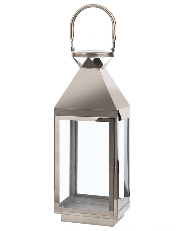 Lanterne Sølv Rustfritt stål Metall H 40 cm Lysholder til stearinlys Dekorativ