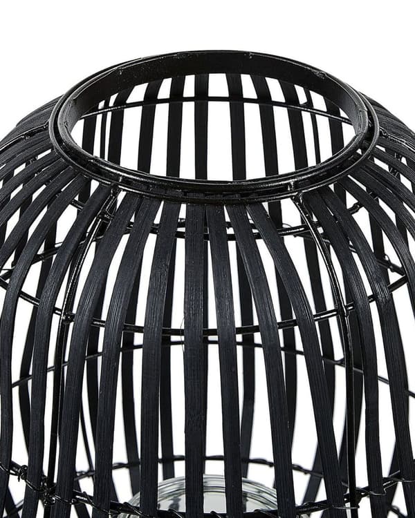 Lanterne Svart Tre 44 cm Med lysholder Stående dekorasjon