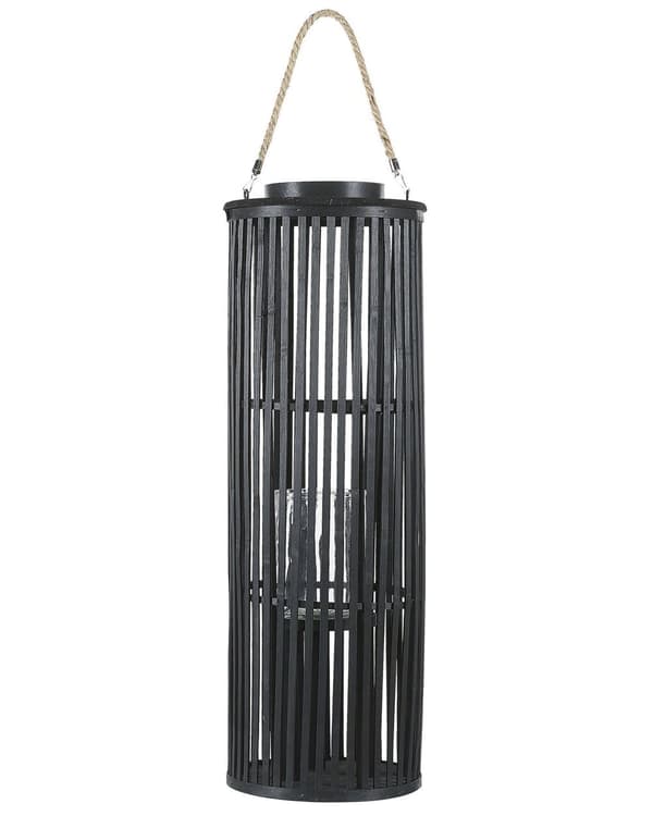 Lykt Svart Seljetre 80 cm Lysestake Naturlig Boho-stil