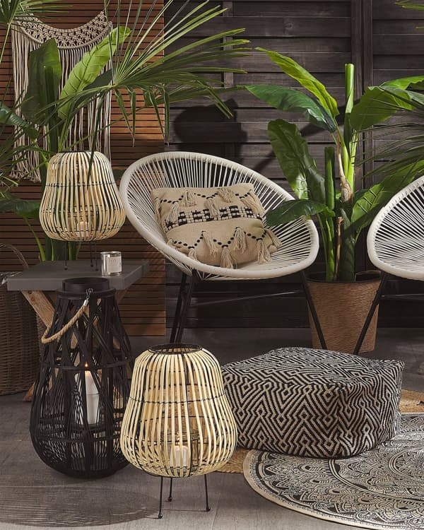 Lanterne Lysebrun Tre 44 cm Med lysholder Stående dekorasjon Boho