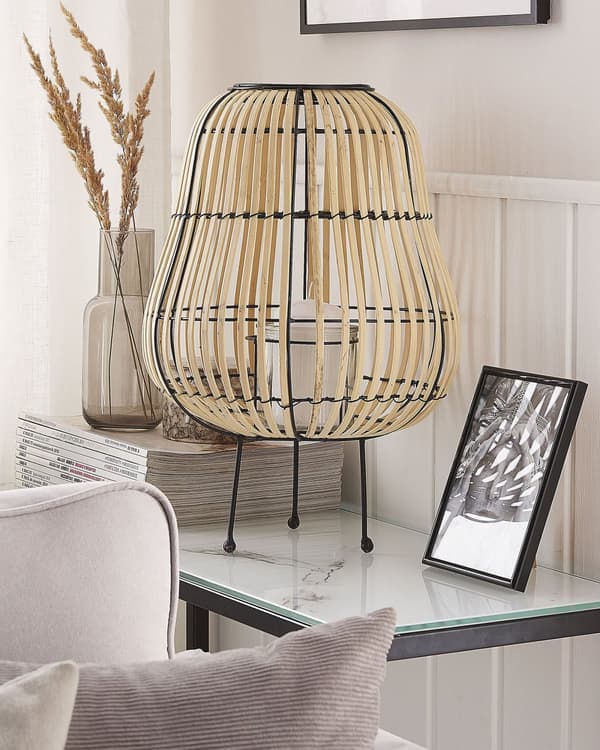 Lanterne Lysebrun Tre 44 cm Med lysholder Stående dekorasjon Boho