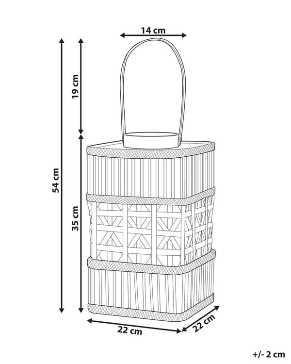 Lanterne Natur Bambus 39 cm Med lysholder i glass Boho Innendørs Dekorasjon