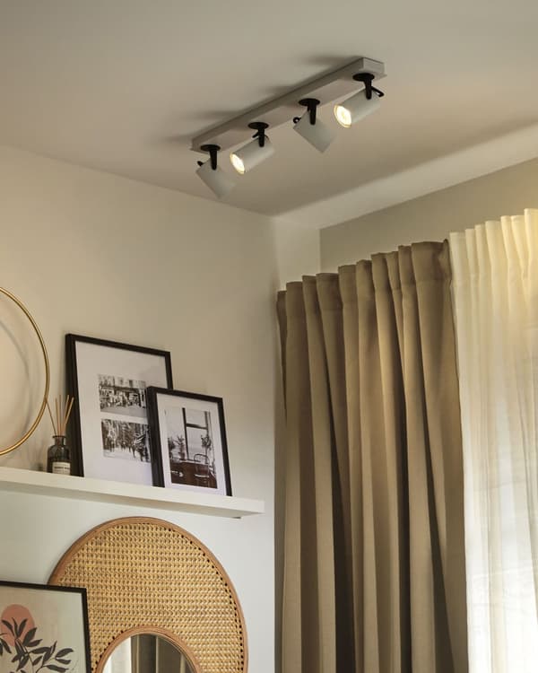 Taklampe Svart Hvit Metall 4 Lysskjermer Justerbar Lys Moderne