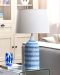 Miniatyrbilde 4 av 10: Bordlampe Blå Keramisk Sokkel 66 cm Hvit Stoffskjerm Klassisk Nattbordlampe