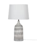 Miniatyrbilde 7 av 11: Bordlampe Grå Keramisk Sokkel 66 cm Hvit Stoffskjerm Klassisk Nattbordlampe