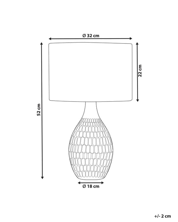 Bordlampe Gul Keramikk 54 cm Retro Nattlysskjerm Preget blank Soverom Stue