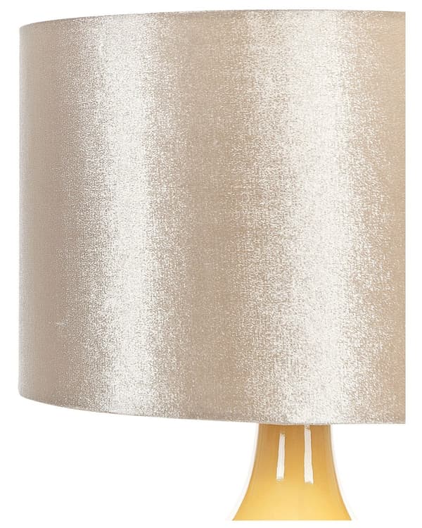 Bordlampe Gul Keramikk 54 cm Retro Nattlysskjerm Preget blank Soverom Stue