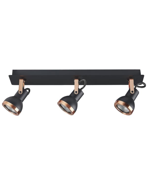 Taklampe med 3 spotter Svart Kobber Metall Svingarm Spotskinne Kjegleformet Moderne