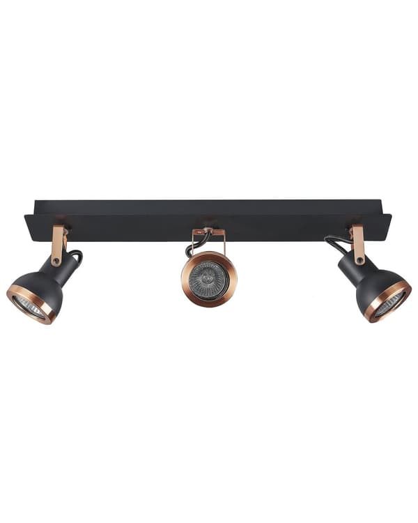 Taklampe med 3 spotter Svart Kobber Metall Svingarm Spotskinne Kjegleformet Moderne