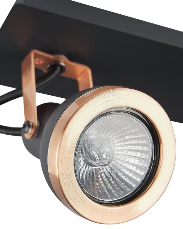 Taklampe med 3 spotter Svart Kobber Metall Svingarm Spotskinne Kjegleformet Moderne