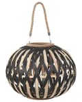 Miniatyrbilde 1 av 6: Lanterne Natur Svart Bambus 37 cm Med lysholder i glass Boho Innendørs Dekorasjon