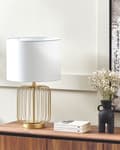Miniatyrbilde 4 av 9: Bordlampe metall gull lampefot belysning soverom stue