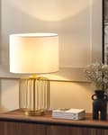 Miniatyrbilde 2 av 9: Bordlampe metall gull lampefot belysning soverom stue