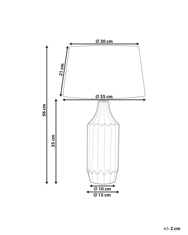 Bordlampe Blå Rillet keramisk base Lampeskjerm i stoff Stemningsfullt lys Klassisk design