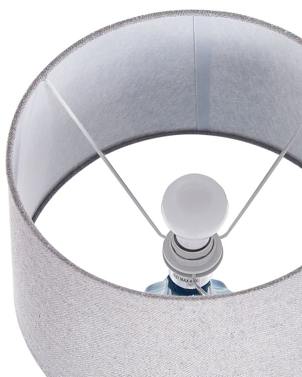 Bordlampe Blå Rillet keramisk base Lampeskjerm i stoff Stemningsfullt lys Klassisk design