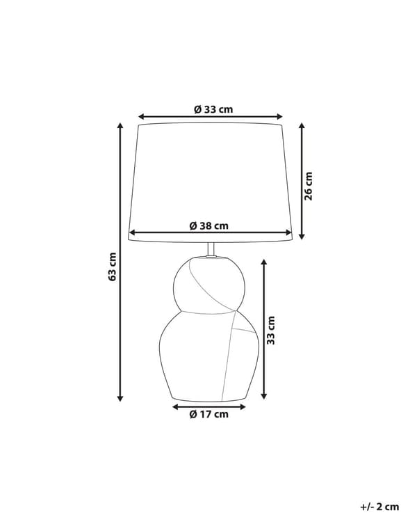 Bordlampe Sort Keramisk Sokkel 63 cm Hvit Stoffskjerm Klassisk Nattbordlampe