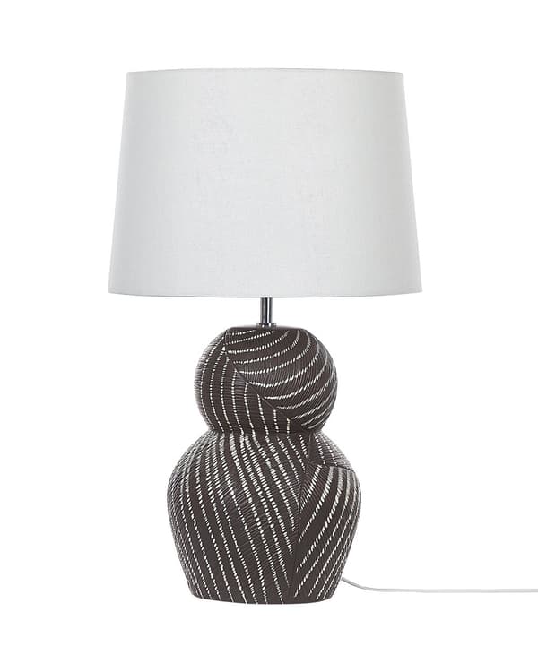 Bordlampe Sort Keramisk Sokkel 63 cm Hvit Stoffskjerm Klassisk Nattbordlampe