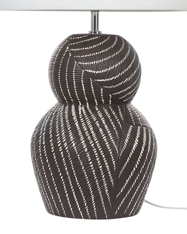 Bordlampe Sort Keramisk Sokkel 63 cm Hvit Stoffskjerm Klassisk Nattbordlampe