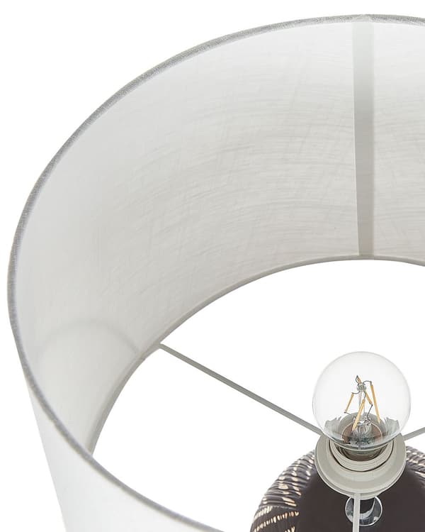 Bordlampe Sort Keramisk Sokkel 63 cm Hvit Stoffskjerm Klassisk Nattbordlampe