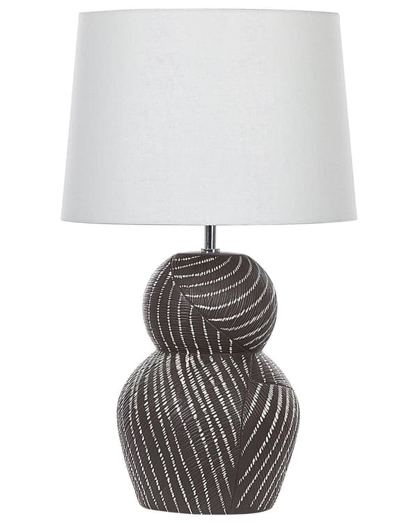 Bordlampe Sort Keramisk Sokkel 63 cm Hvit Stoffskjerm Klassisk Nattbordlampe
