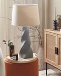 Miniatyrbilde 4 av 10: Bordlampe Grå Keramikk Bomull Jute 71 cm Kremhvit stoffskjerm Klassisk design Håndlaget Nattlampe