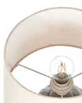 Miniatyrbilde 8 av 10: Bordlampe grå og beige keramikk 46 cm blomstermønster Empireskjerm nattbord soverom stue belysning