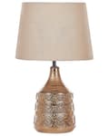 Miniatyrbilde 1 av 10: Bordlampe Gyldenbrun Keramikk 47 cm Geometrisk Mønster Beige Nattbord Stue Soveromsbelysning Belysning Retrostil