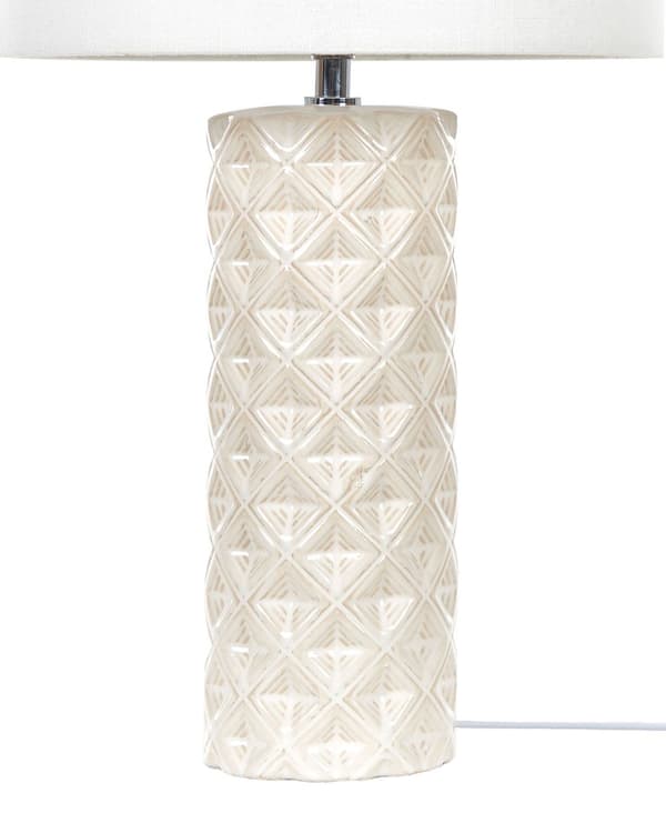 Bordlampe Lys Beige Keramikk 49 cm Geometrisk Mønster Hvit Stue Soveromsbelysning
