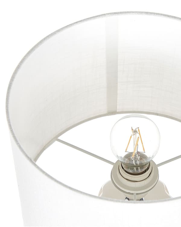 Bordlampe Lys Beige Keramikk 49 cm Geometrisk Mønster Hvit Stue Soveromsbelysning