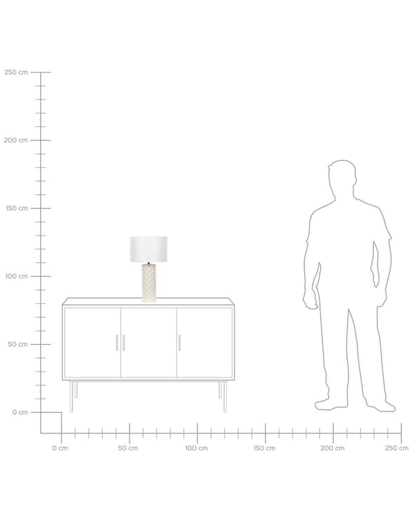 Bordlampe Lys Beige Keramikk 49 cm Geometrisk Mønster Hvit Stue Soveromsbelysning