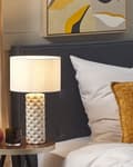 Miniatyrbilde 2 av 10: Bordlampe Lys Beige Keramikk 49 cm Geometrisk Mønster Hvit Stue Soveromsbelysning