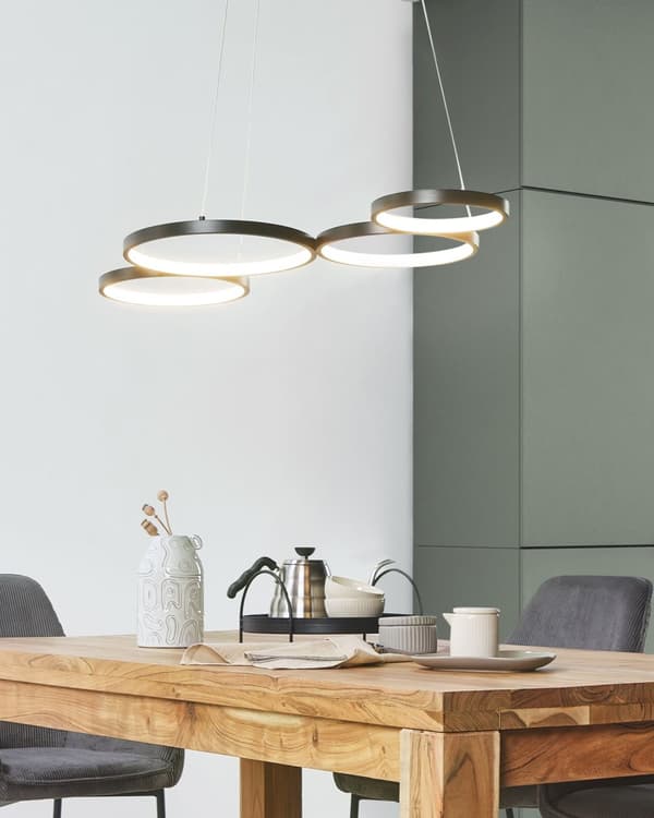 Pendellampe svart LED-lys ringer moderne industriell