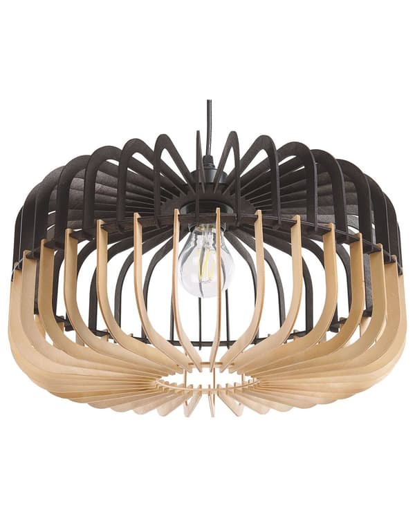 Pendellampe Lyst tre Svart MDF ø 40 cm 1 lyskilde Skandinavisk stil Belysning Taklampe
