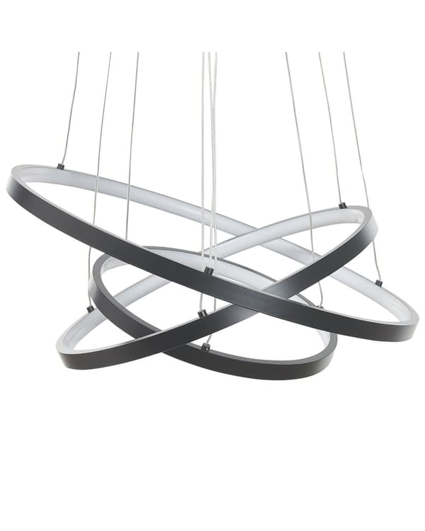 Pendellampe Svart Aluminium LED-lys 3 ringer Matt finish Justerbar ledningslengde Moderne og glamorøs stil