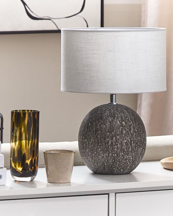 Bordlampe Svart Keramisk Unik Form Hvit Moderne Design