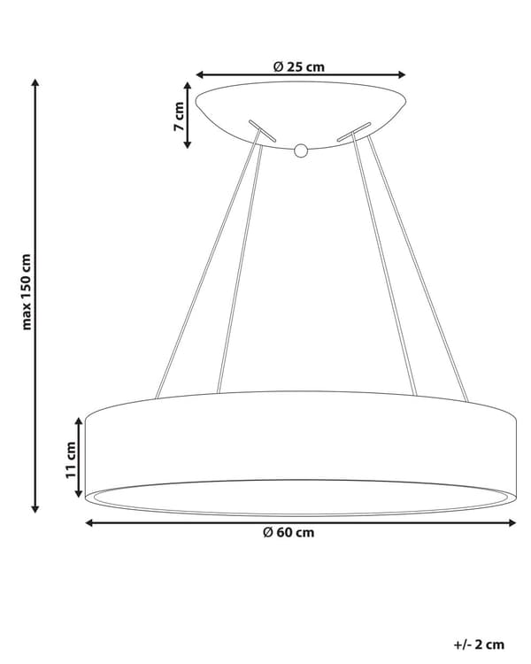 Pendellampe svart stål ø 60 cm integrert LED-lys ring rund form moderne belysning