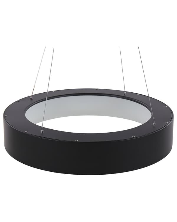 Pendellampe svart stål ø 60 cm integrert LED-lys ring rund form moderne belysning