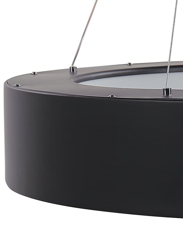 Pendellampe svart stål ø 60 cm integrert LED-lys ring rund form moderne belysning