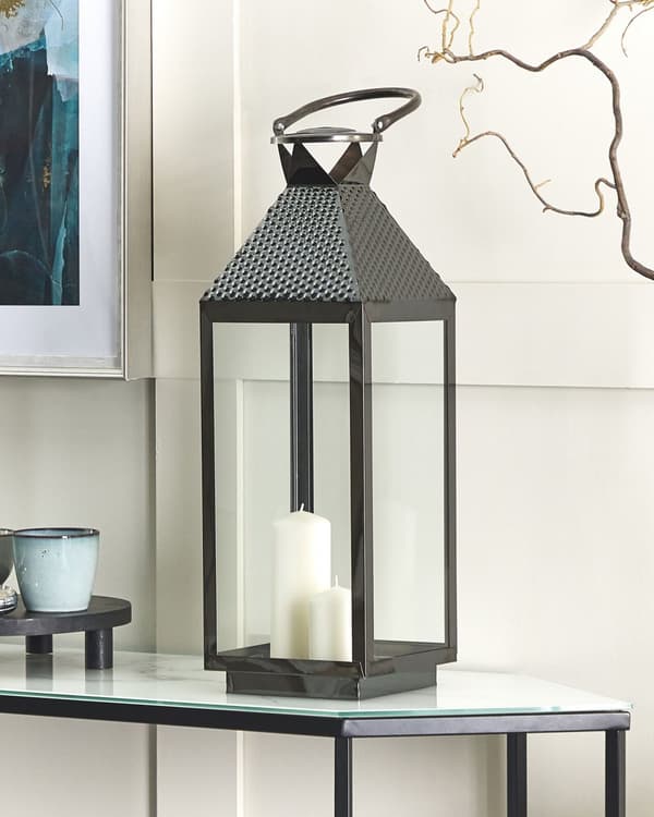 Lanterne Svart Rustfritt stål 54 cm Lysholder til stearinlys Dekorasjon Lykt